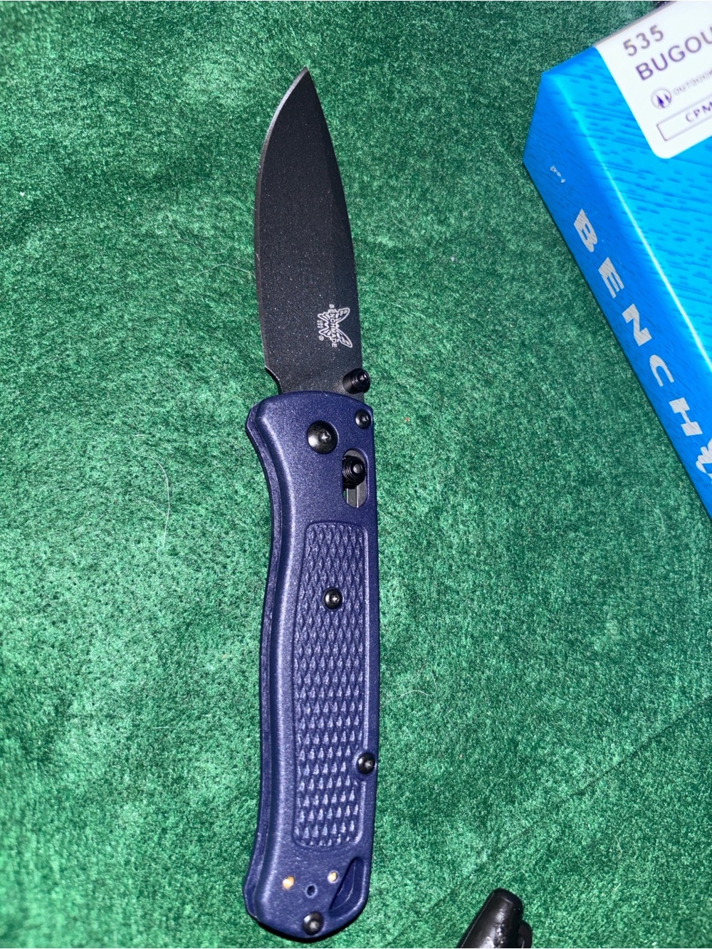 Benchmade Navy Blue Folding Pocket Knife with Black Blade